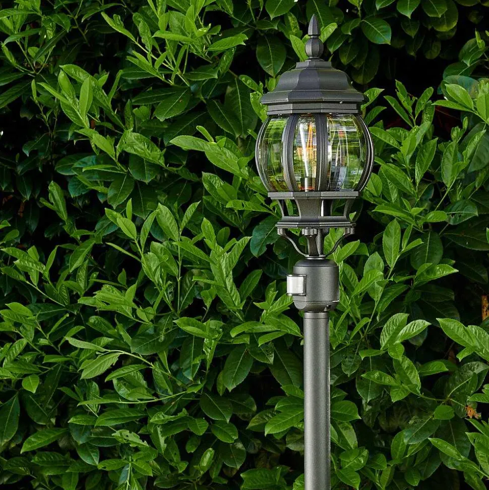 Lampadaire Exterieur Lentua Noir, 1 Lumiere, Detecteur De Mouvement