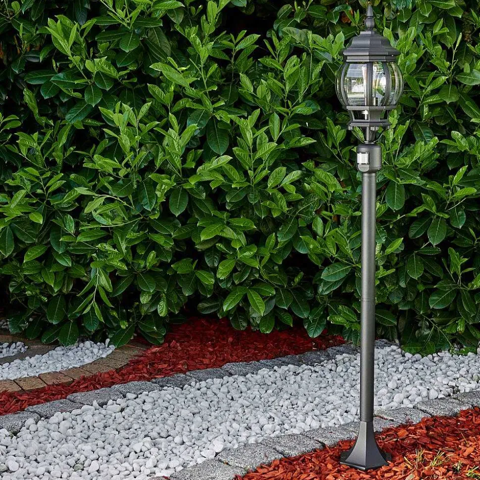 Lampadaire Exterieur Lentua Noir, 1 Lumiere, Detecteur De Mouvement
