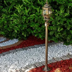 Lampadaire Exterieur Lentua Brun Dore, 1 Lumiere, Detecteur De Mouvement