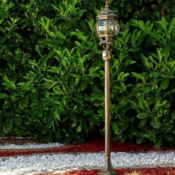 Lampadaire Exterieur Lentua Brun Dore, 1 Lumiere, Detecteur De Mouvement