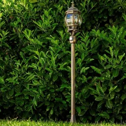 Lampadaire Exterieur Lentua Brun Dore, 1 Lumiere, Detecteur De Mouvement