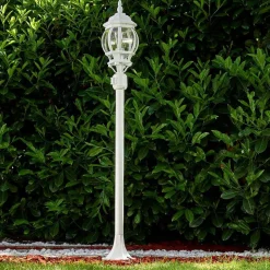 Lampadaire Exterieur Lentua Blanc, 1 Lumiere, Detecteur De Mouvement