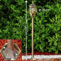 Lampadaire Exterieur Lentua Brun Dore, 1 Lumiere