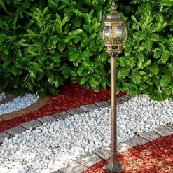 Lampadaire Exterieur Lentua Brun Dore, 1 Lumiere