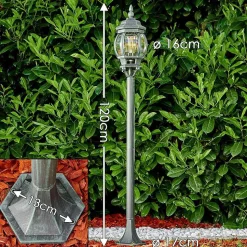 Lampadaire Exterieur Lentua Vert, Noir, 1 Lumiere