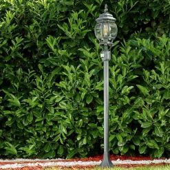 Lampadaire Exterieur Lentua Vert, Noir, 1 Lumiere, Detecteur De Mouvement