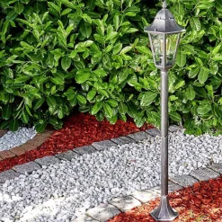 Lampadaire Exterieur Lignac Noir, Argente, 1 Lumiere