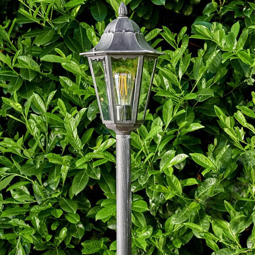 Lampadaire Exterieur Lignac Noir, Argente, 1 Lumiere