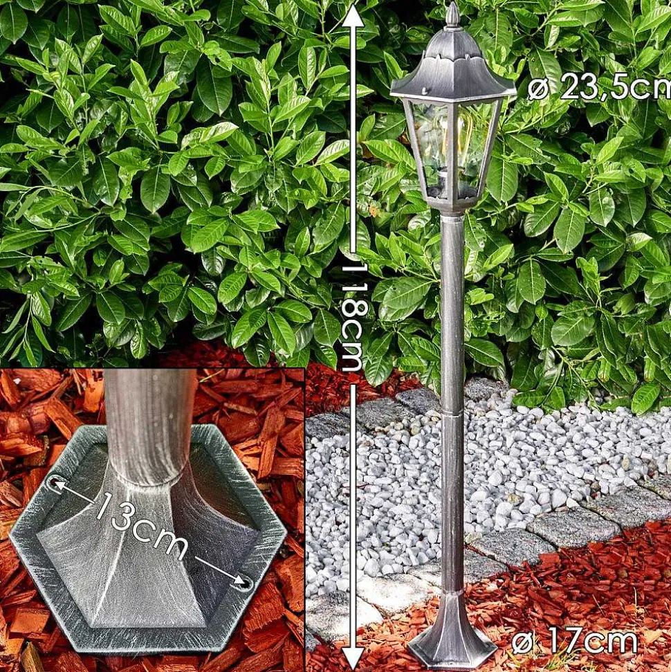 Lampadaire Exterieur Lignac Noir, Argente, 1 Lumiere