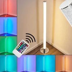 Lampadaire Flaut Led Chrome, 1 Lumiere, Telecommandes, Changeur De Couleurs