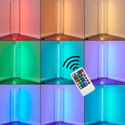 Lampadaire Flaut Led Chrome, 1 Lumiere, Telecommandes, Changeur De Couleurs