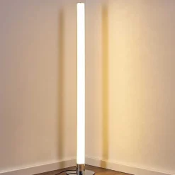 Lampadaire Flaut Led Chrome, 1 Lumiere, Telecommandes, Changeur De Couleurs