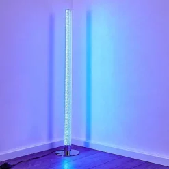 Lampadaire Flaut Led Chrome, 1 Lumiere, Telecommandes, Changeur De Couleurs