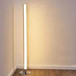 Lampadaire Flaut Led Chrome, 1 Lumiere, Telecommandes, Changeur De Couleurs