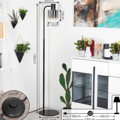 Lampadaire Gafa Noir, 1 Lumiere