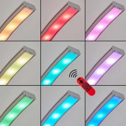 Lampadaire Gamsen Led Nickel Mat, 3 Lumieres, Telecommandes, Changeur De Couleurs