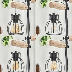 Lampadaire Gondo Bois Clair, Noir, 2 Lumieres