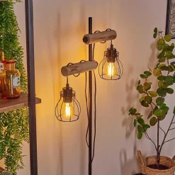 Lampadaire Gondo Ecru, Noir, 2 Lumieres