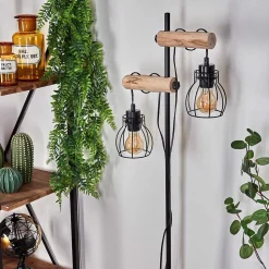 Lampadaire Gondo Ecru, Noir, 2 Lumieres