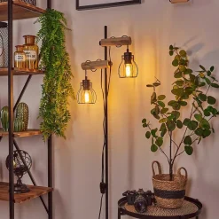 Lampadaire Gondo Ecru, Noir, 2 Lumieres