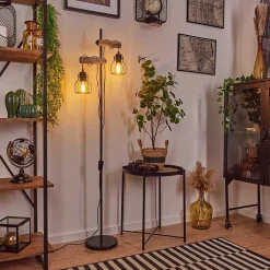 Lampadaire Gondo Ecru, Noir, 2 Lumieres