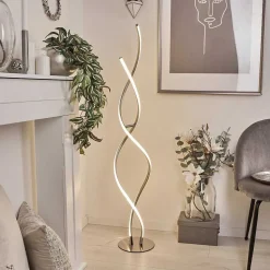 Lampadaire Henrichemont Led Chrome, Nickel Mat, 1 Lumiere