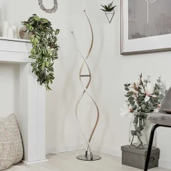 Lampadaire Henrichemont Led Chrome, Nickel Mat, 1 Lumiere