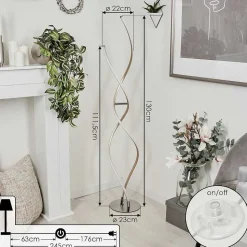 Lampadaire Henrichemont Led Chrome, Nickel Mat, 1 Lumiere