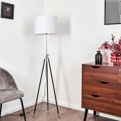 Lampadaire Honoa Chrome, Noir, 1 Lumiere