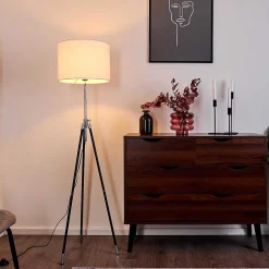 Lampadaire Honoa Chrome, Noir, 1 Lumiere