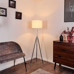 Lampadaire Honoa Chrome, Noir, 1 Lumiere