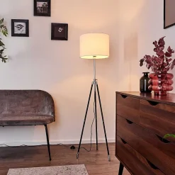 Lampadaire Honoa Chrome, Noir, 1 Lumiere