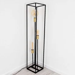 Lampadaire Ibusuki Or, Laiton, Noir, 3 Lumieres