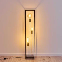 Lampadaire Ibusuki Or, Laiton, Noir, 3 Lumieres