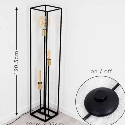 Lampadaire Ibusuki Or, Laiton, Noir, 3 Lumieres