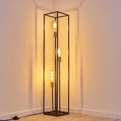 Lampadaire Ibusuki Or, Laiton, Noir, 3 Lumieres