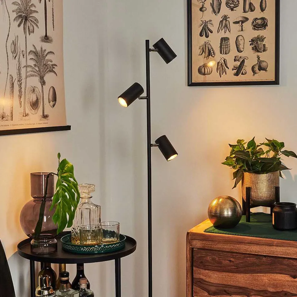 Lampadaire Javel Chrome, Noir, 3 Lumieres