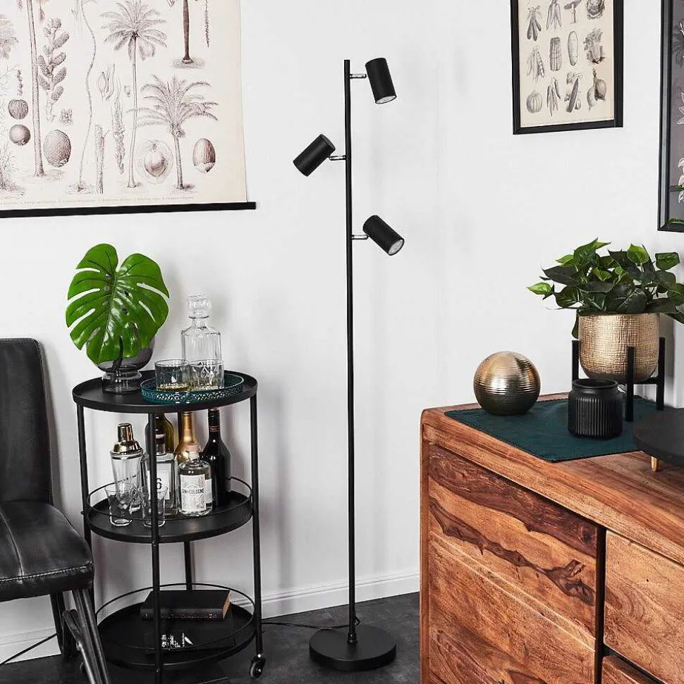 Lampadaire Javel Chrome, Noir, 3 Lumieres