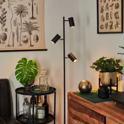 Lampadaire Javel Chrome, Noir, 3 Lumieres