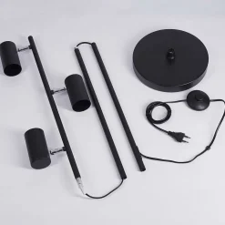 Lampadaire Javel Chrome, Noir, 3 Lumieres