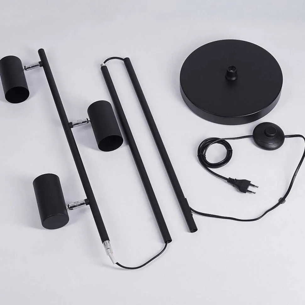 Lampadaire Javel Chrome, Noir, 3 Lumieres