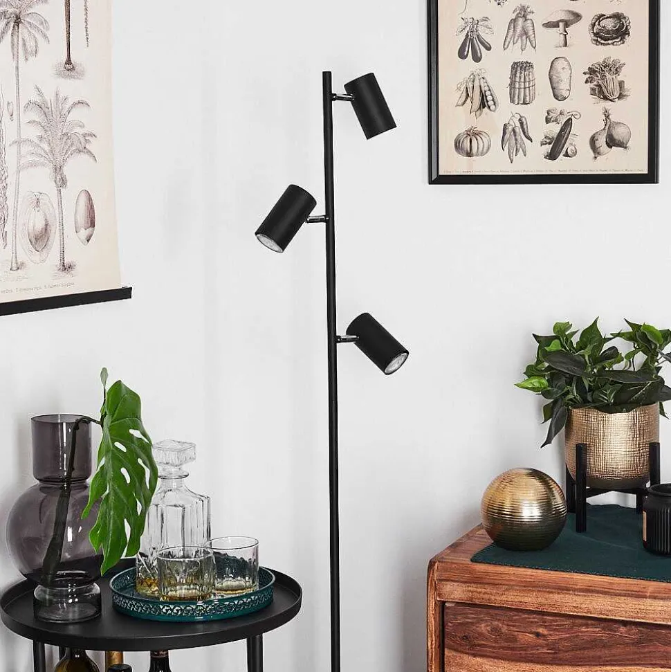 Lampadaire Javel Chrome, Noir, 3 Lumieres