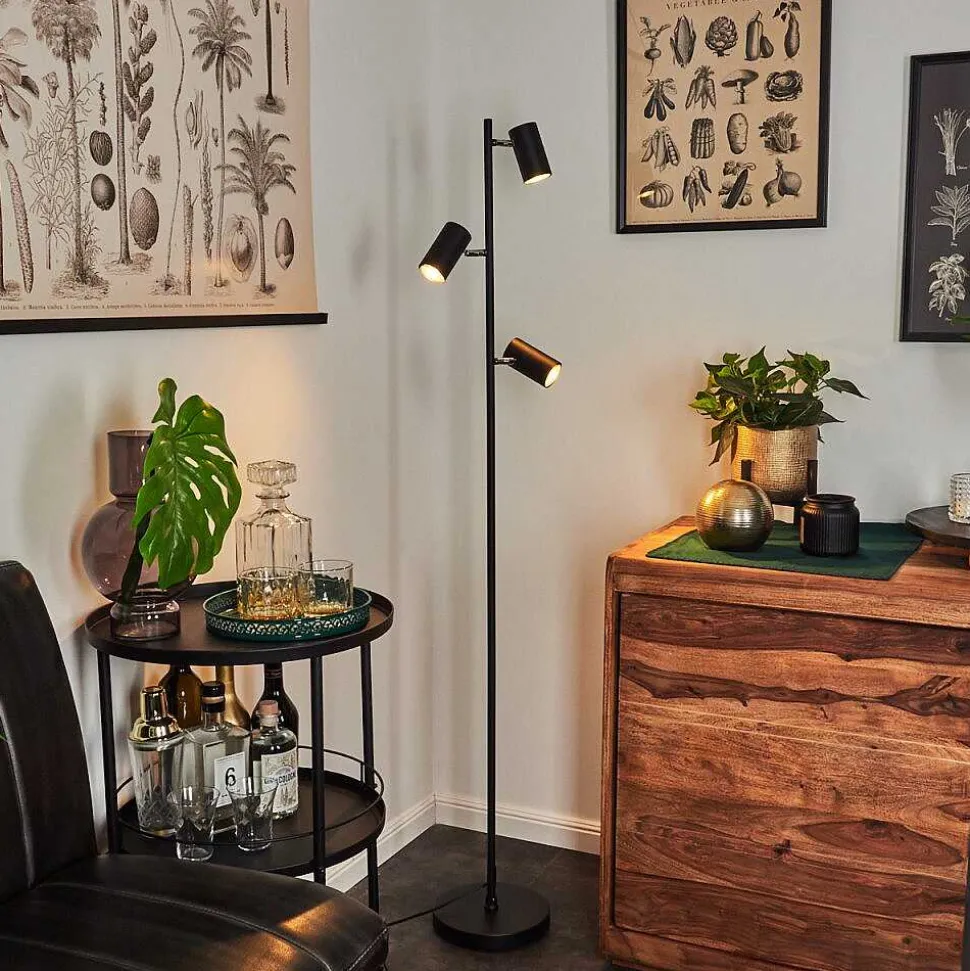 Lampadaire Javel Chrome, Noir, 3 Lumieres