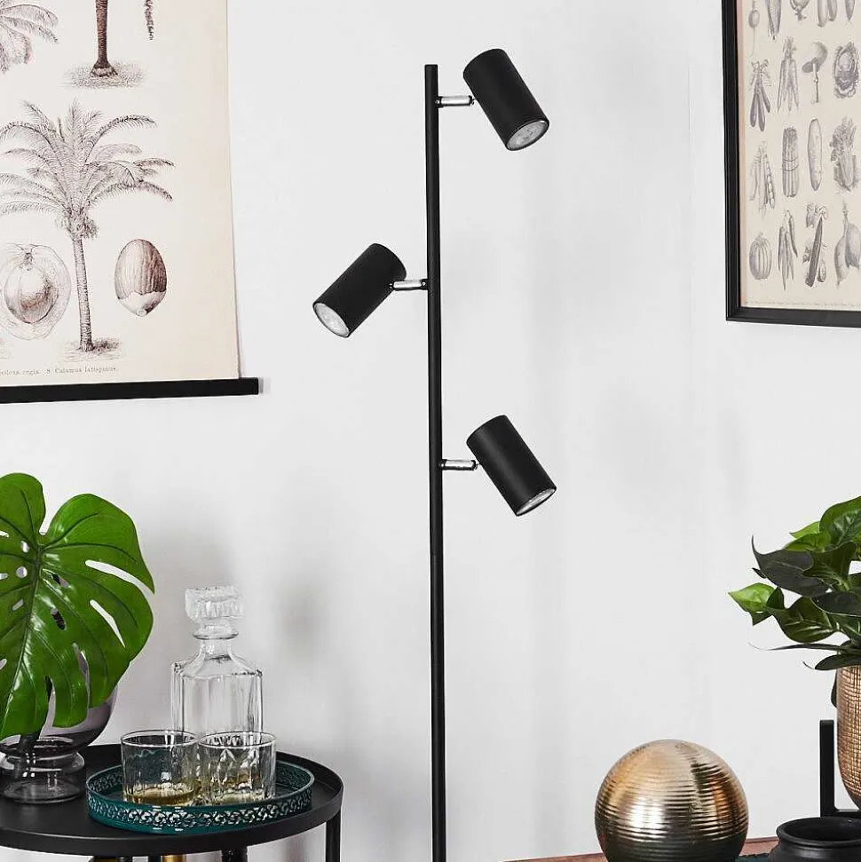 Lampadaire Javel Chrome, Noir, 3 Lumieres