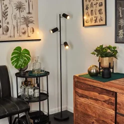 Lampadaire Javel Chrome, Noir, 3 Lumieres