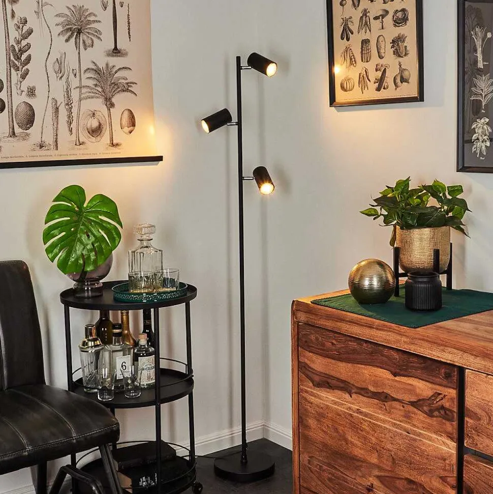 Lampadaire Javel Chrome, Noir, 3 Lumieres