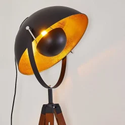 Lampadaire Jupiter Brun, Bois Fonce, Noir, 1 Lumiere