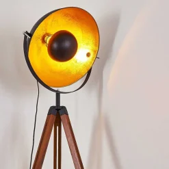 Lampadaire Jupiter Brun, Bois Fonce, Noir, 1 Lumiere