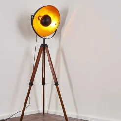 Lampadaire Jupiter Brun, Bois Fonce, Noir, 1 Lumiere