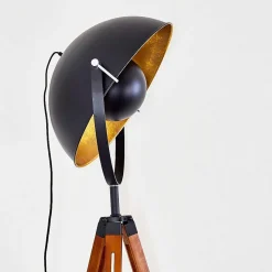 Lampadaire Jupiter Brun, Bois Fonce, Noir, 1 Lumiere